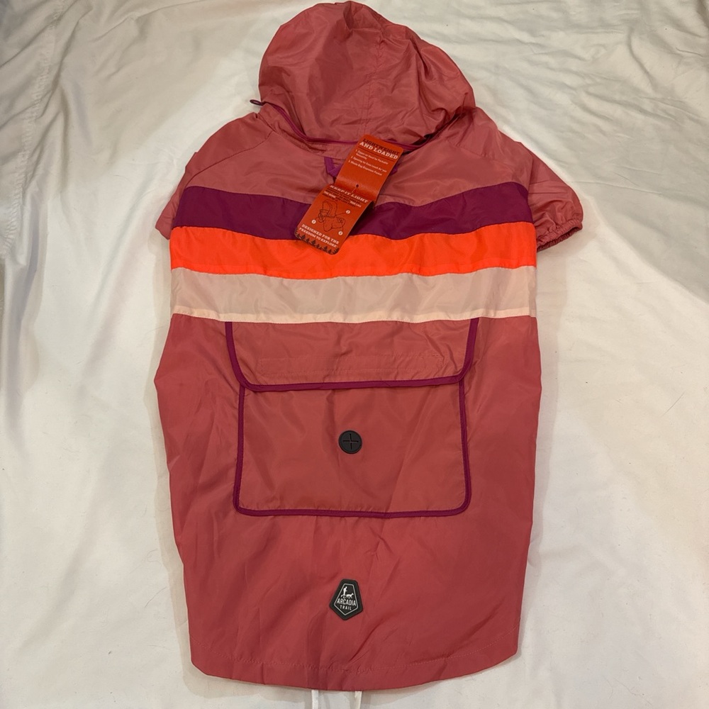 Bold Red and Orange Dog Jacket with Hood